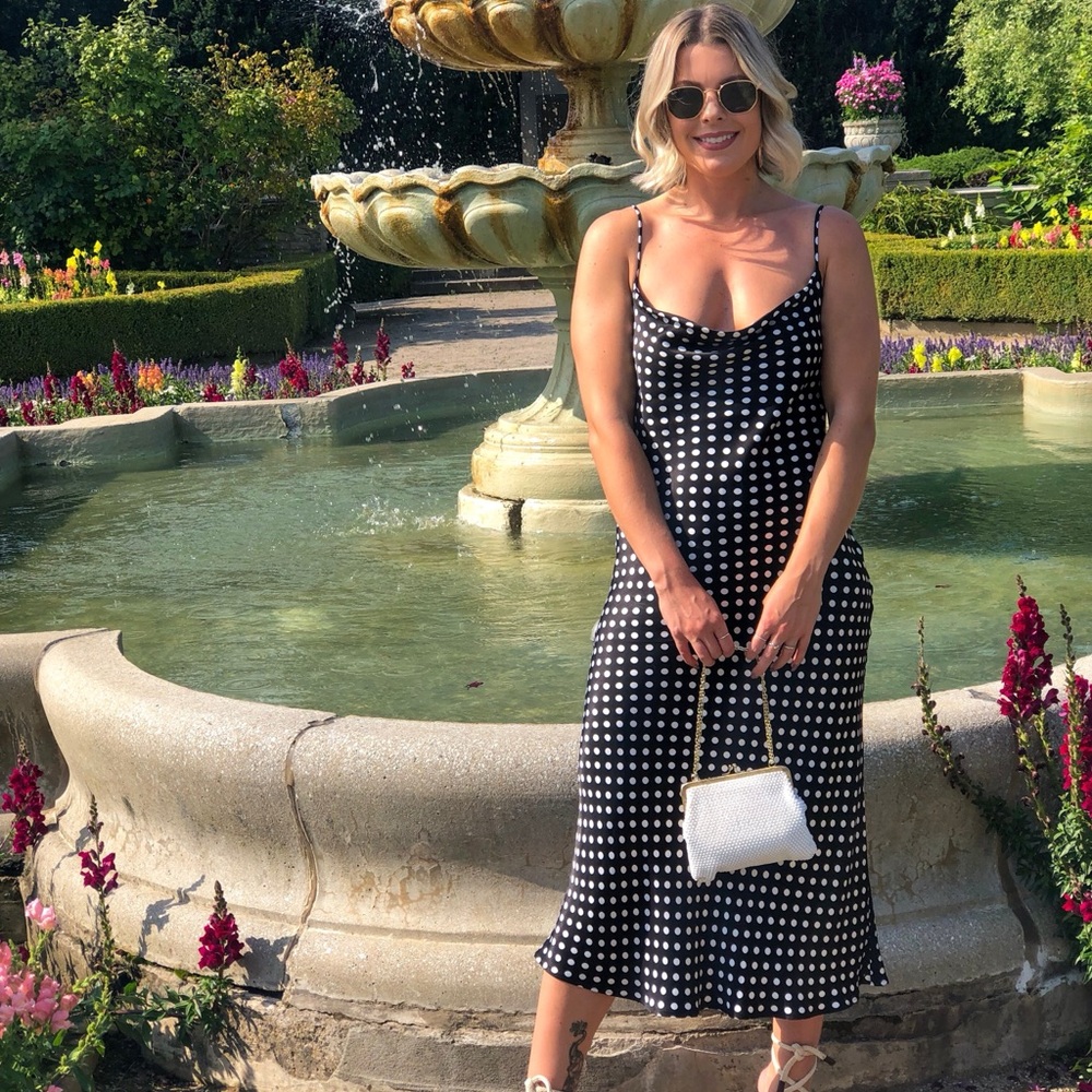 Zara Black and White Maxi Slip Dress